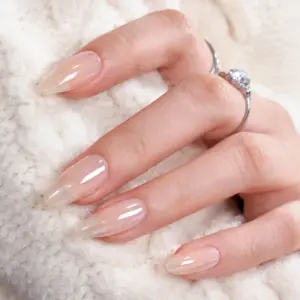 Frosted Glow – Almond Press On Nails